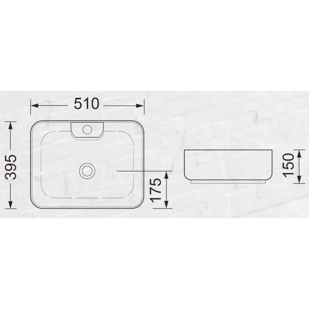 BTH POLAR ABOVE COUNTER CERAMIC ARTISTIC BASIN WHITE 510MM