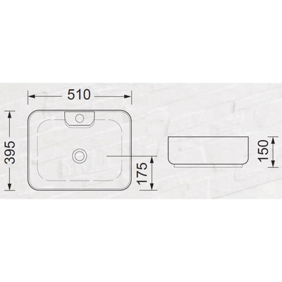 BTH POLAR ABOVE COUNTER CERAMIC ARTISTIC BASIN WHITE 510MM