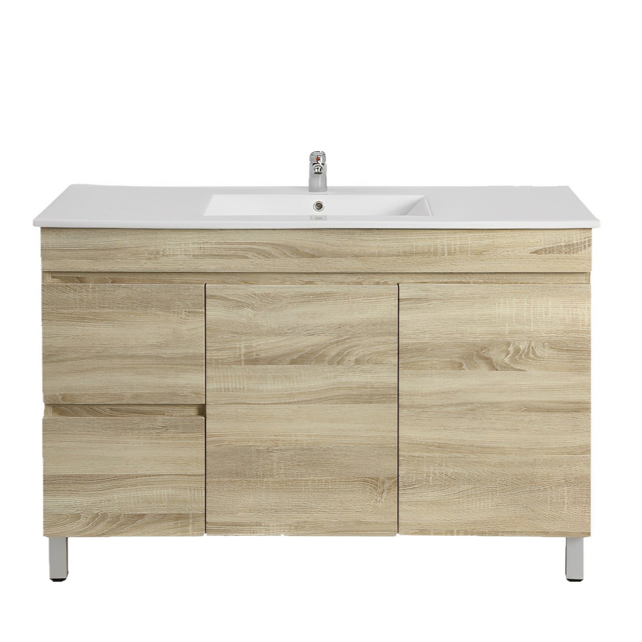 POSEIDON BERGE WHITE OAK 1200MM FLOOR STANDING VANITY (AVAILABLE IN LEFT HAND DRAWER AND RIGHT HAND DRAWER)