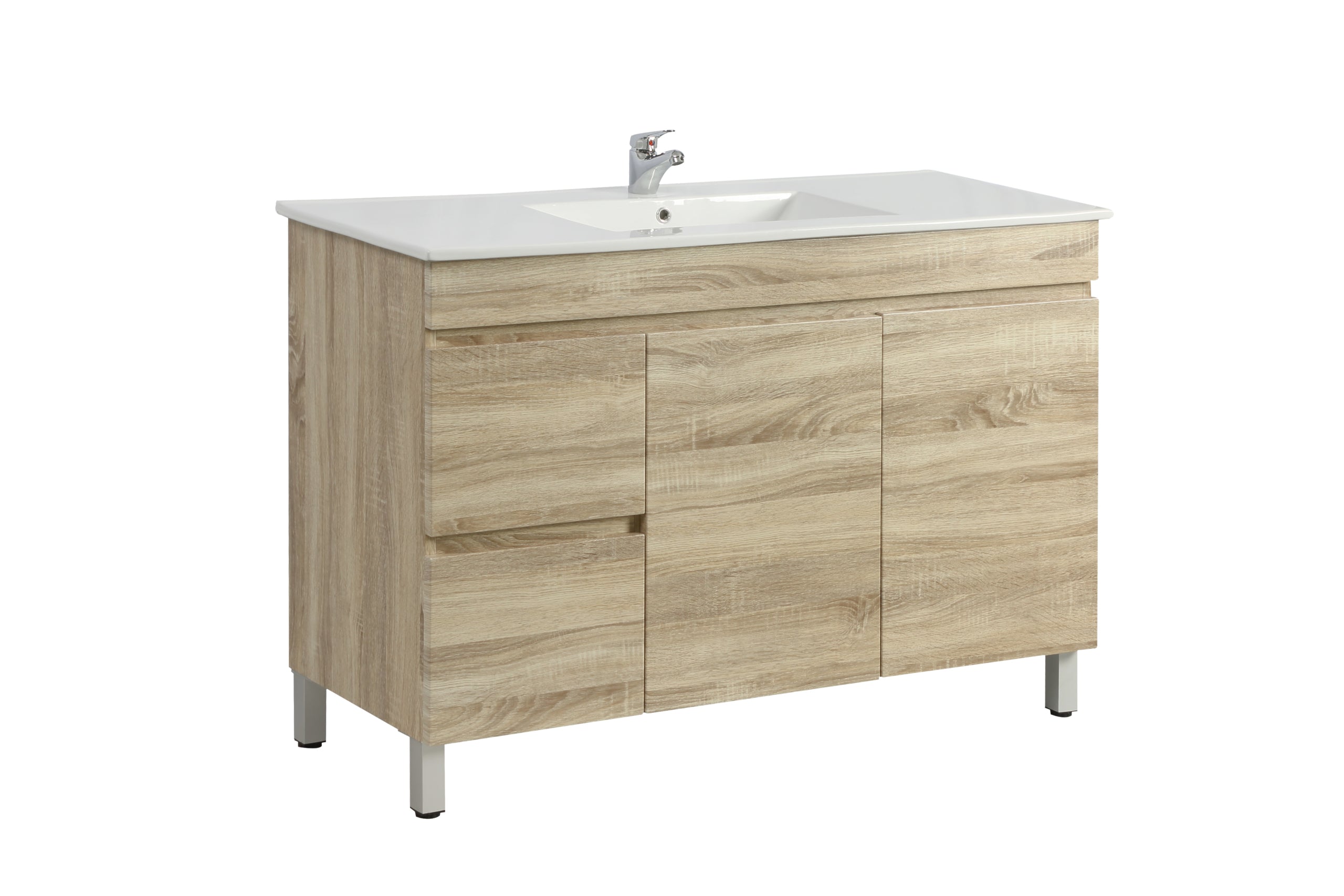 POSEIDON BERGE WHITE OAK 1200MM FLOOR STANDING VANITY (AVAILABLE IN LEFT HAND DRAWER AND RIGHT HAND DRAWER)