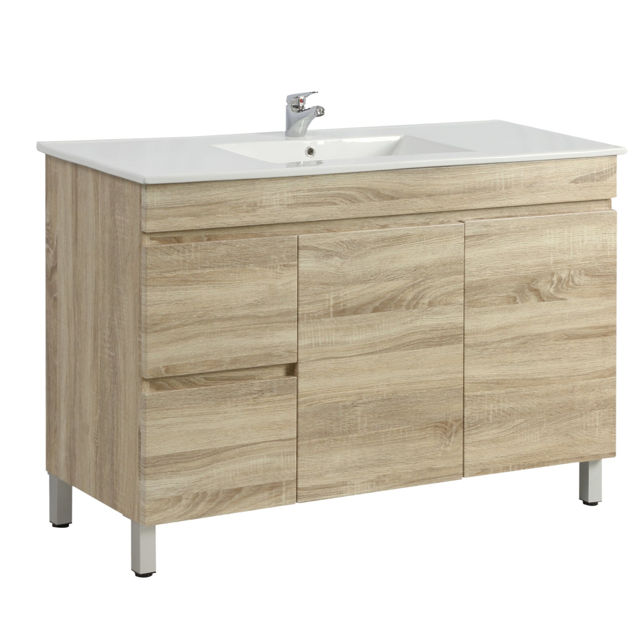 POSEIDON BERGE WHITE OAK 1200MM FLOOR STANDING VANITY (AVAILABLE IN LEFT HAND DRAWER AND RIGHT HAND DRAWER)