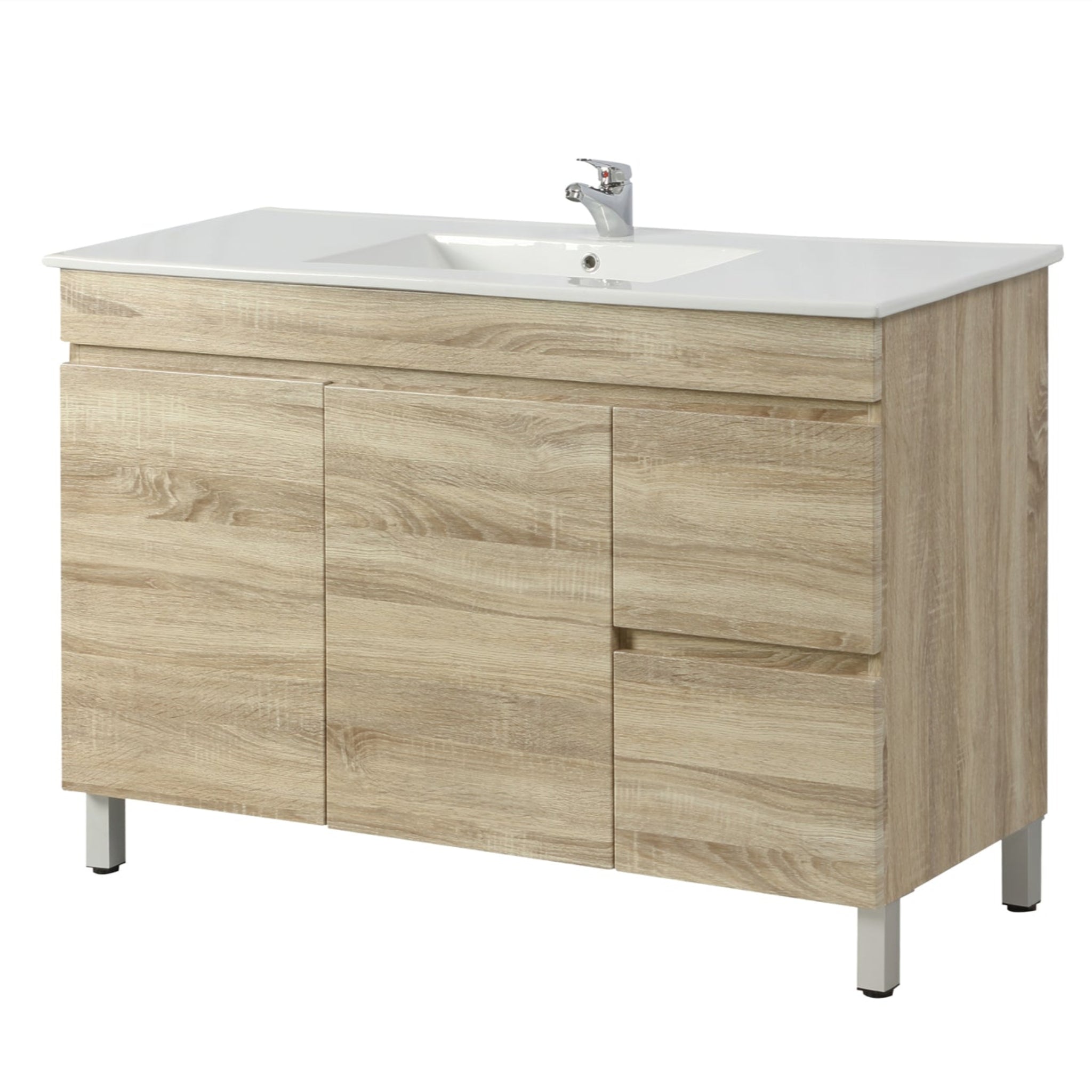 POSEIDON BERGE WHITE OAK 1200MM FLOOR STANDING VANITY (AVAILABLE IN LEFT HAND DRAWER AND RIGHT HAND DRAWER)