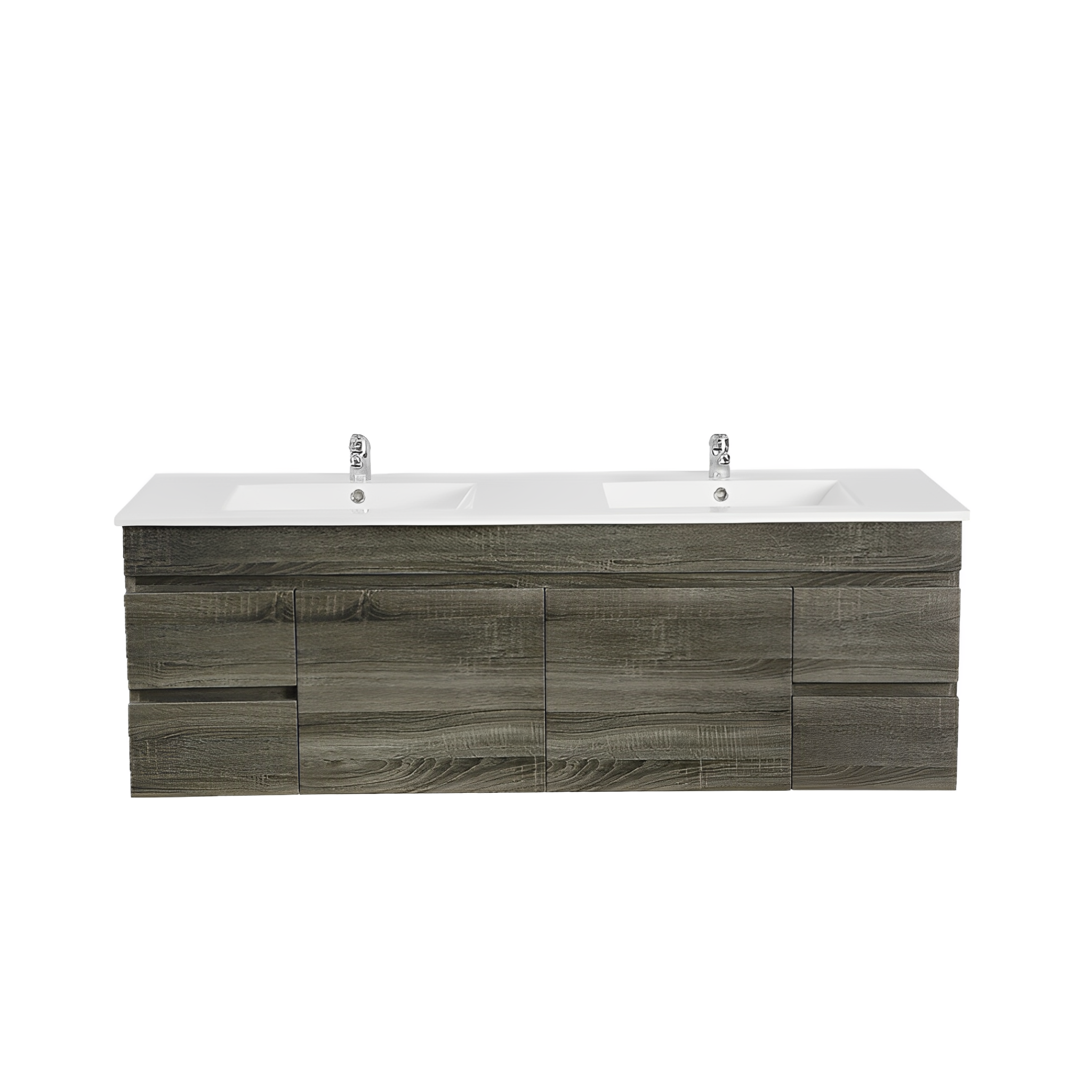 POSEIDON BERGE WALL HUNG VANITY DARK GREY WOOD GRAIN 1500MM