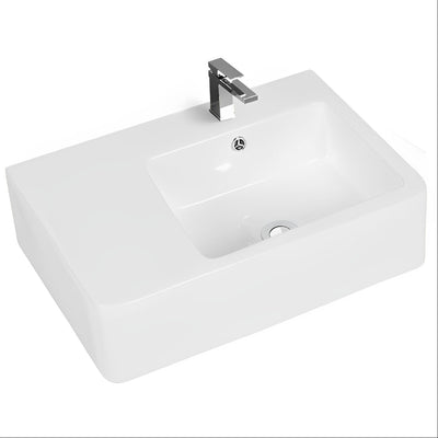 POSEIDON WALL HUNG BASIN GLOSS WHITE 600MM