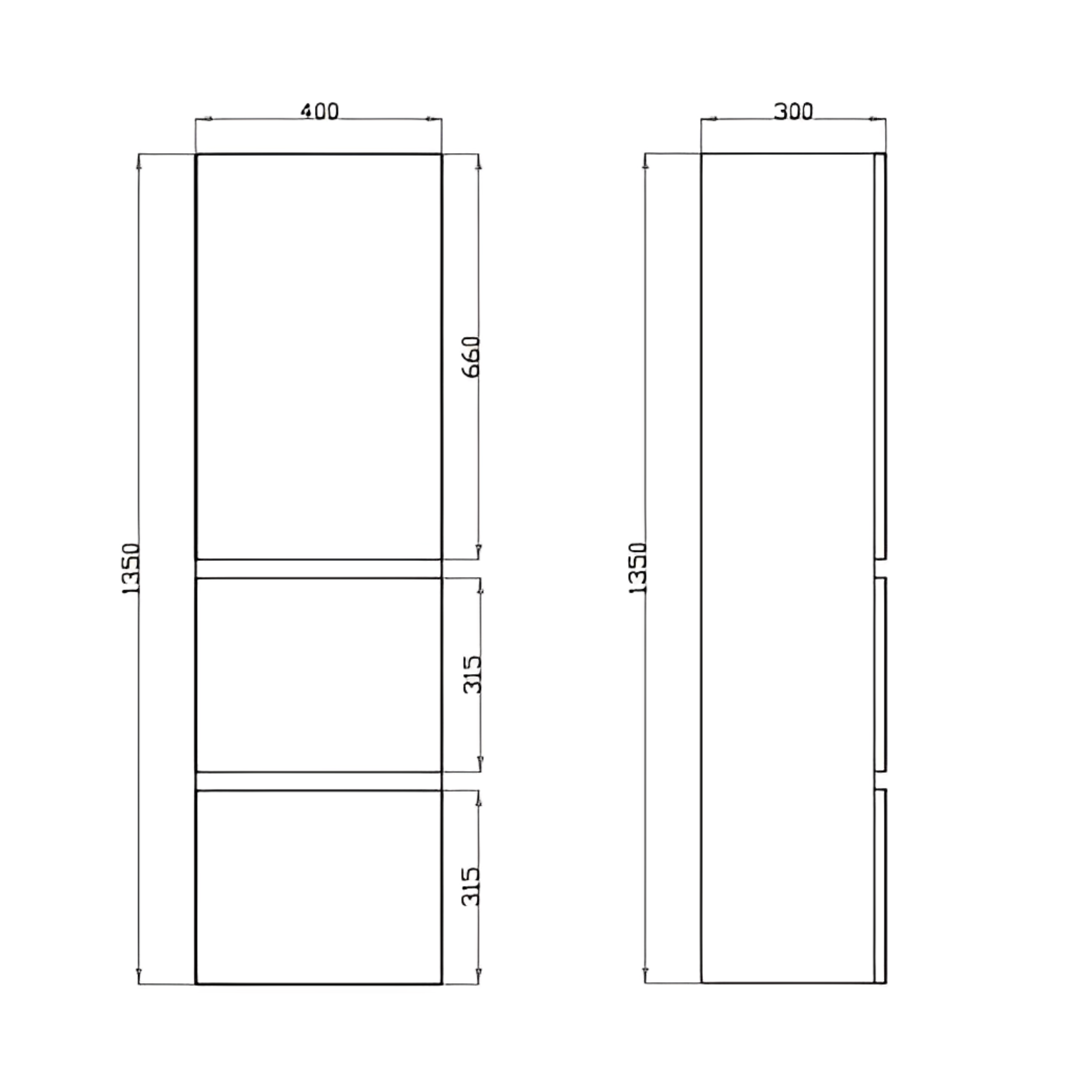 POSEIDON WALL HUNG TALL BOY DARK GREY 400MM X 1350MM