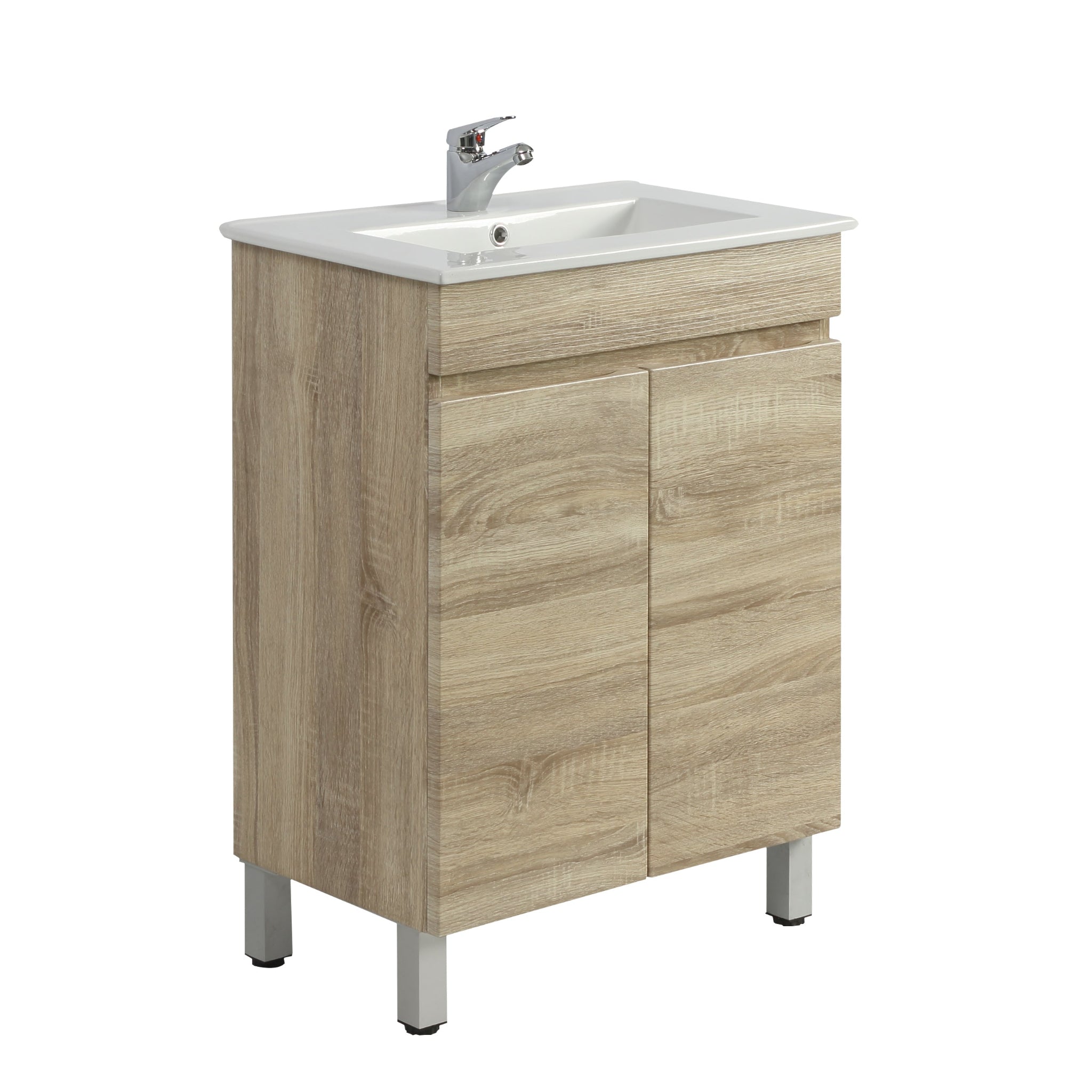 POSEIDON BERGE WHITE OAK 600MM FLOOR STANDING VANITY