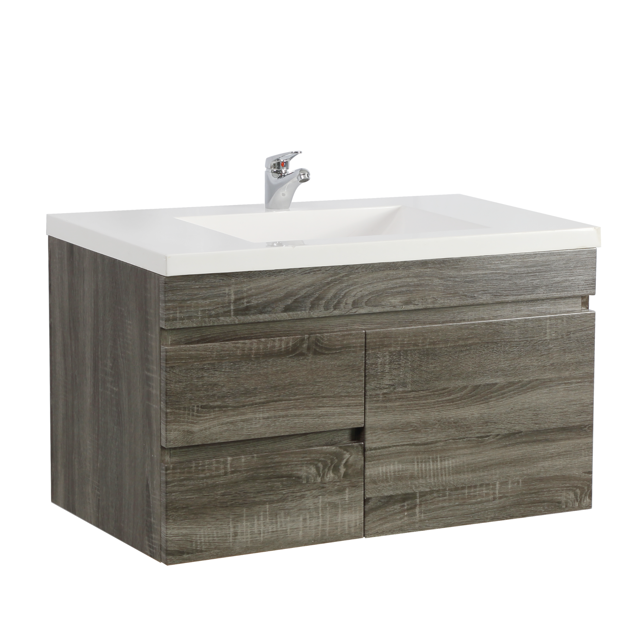POSEIDON DARK GREY 750MM WALL HUNG VANITY (AVAILABLE IN LEFT HAND DRAWER AND RIGHT HAND DRAWER)