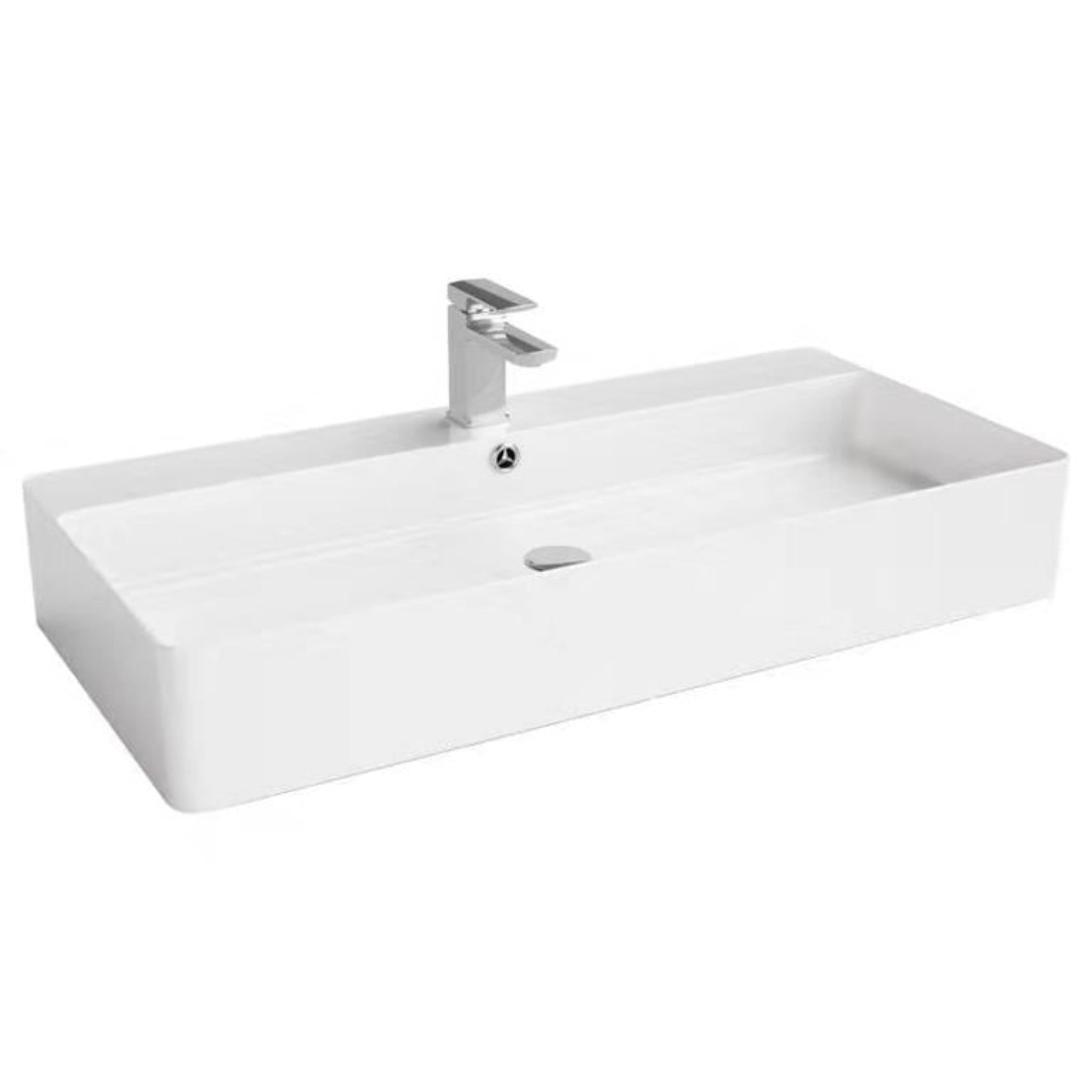 POSEIDON ULTRA SLIM FINE CERAMIC COUNTER BASIN GLOSS WHITE 900MM