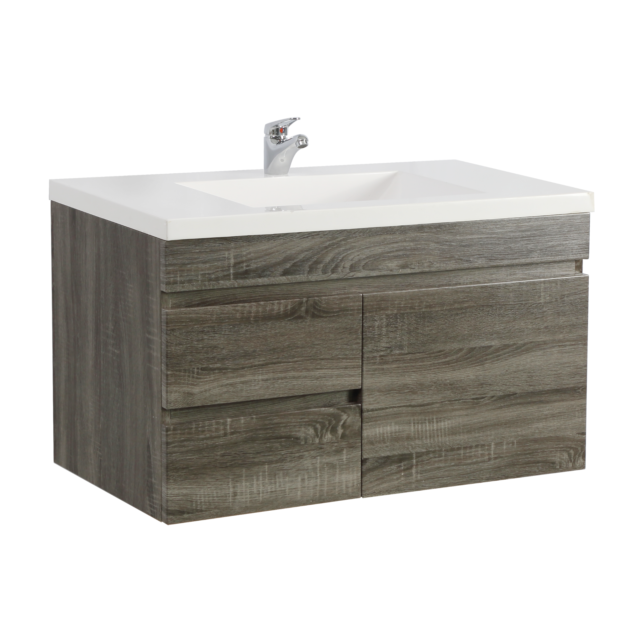 POSEIDON DARK GREY 900MM SINGLE BOWL WALL HUNG VANITY (AVAILABLE IN LEFT HAND DRAWER AND RIGHT HAND DRAWER)