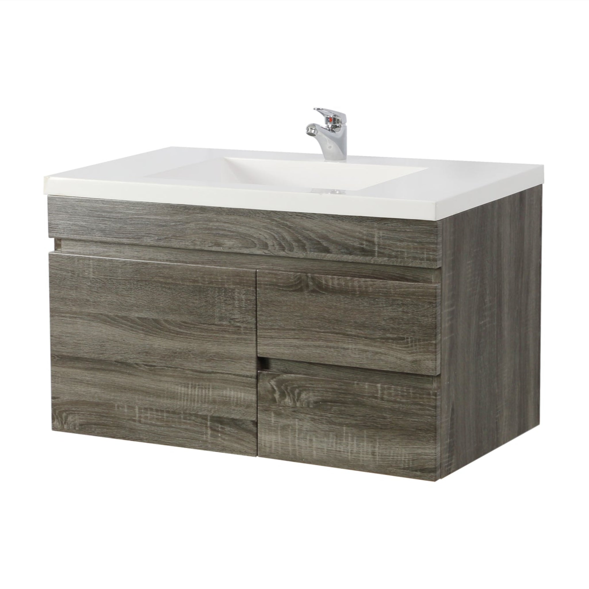 POSEIDON DARK GREY 900MM SINGLE BOWL WALL HUNG VANITY (AVAILABLE IN LEFT HAND DRAWER AND RIGHT HAND DRAWER)