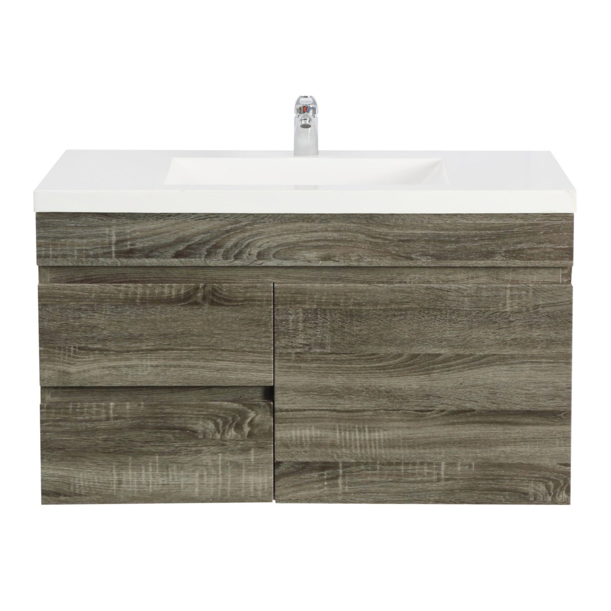 POSEIDON DARK GREY 900MM SINGLE BOWL WALL HUNG VANITY (AVAILABLE IN LEFT HAND DRAWER AND RIGHT HAND DRAWER)
