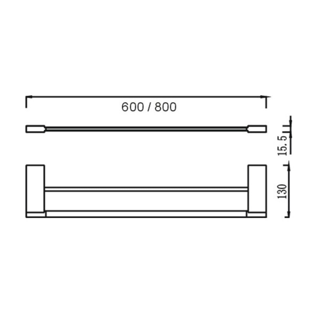 HELLYCAR GEO DOUBLE NON-HEATED TOWEL RAIL CHROME 600MM AND 800MM