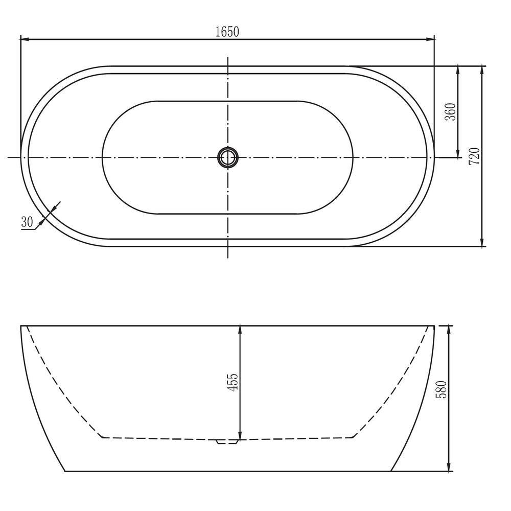 BELBAGNO SAPPHIRE FREESTANDING BATHTUB SEMI GLOSS BLACK 1650MM