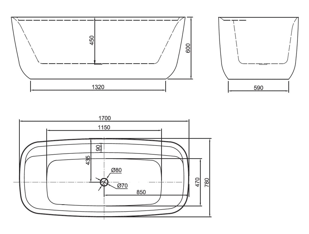 BELBAGNO TERRICCIO FREESTANDING BATHTUB MATTE WHITE (AVAILABLE IN 1500MM AND 1700MM)