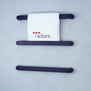 RADIANT HEATING ASPEN CURVED HEATED SINGLE TOWEL RAIL MATTE BLACK 650MM AND 800MM
