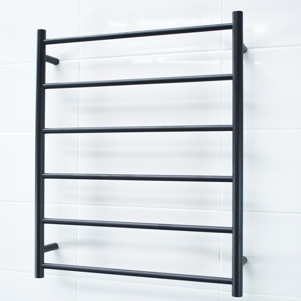 RADIANT HEATING 6-BARS ROUND NON-HEATED TOWEL RAIL MATTE BLACK 700MM