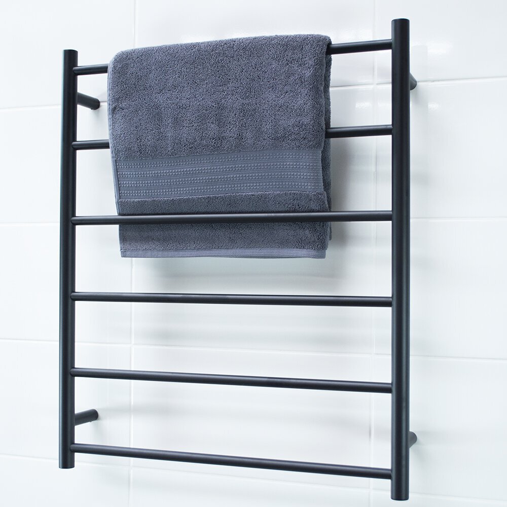 RADIANT HEATING 6-BARS ROUND NON-HEATED TOWEL RAIL MATTE BLACK 700MM