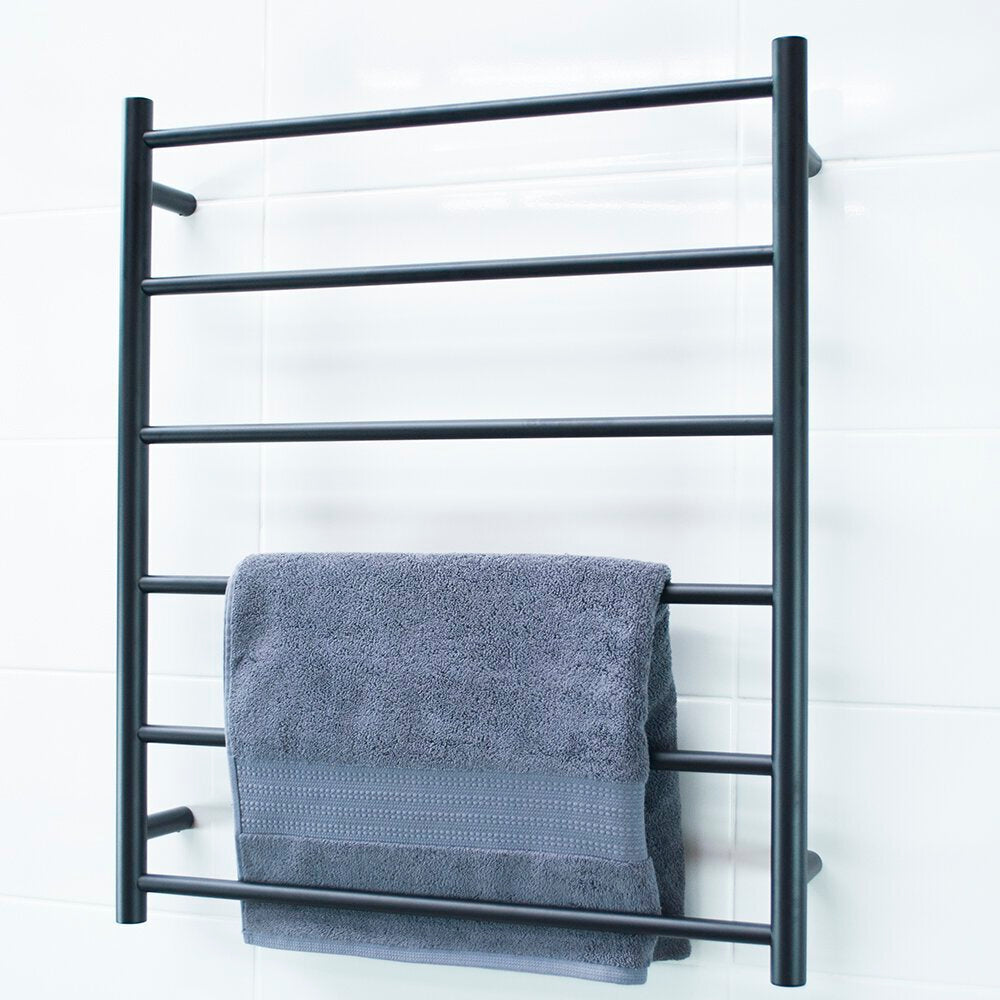 RADIANT HEATING 6-BARS ROUND NON-HEATED TOWEL RAIL MATTE BLACK 700MM