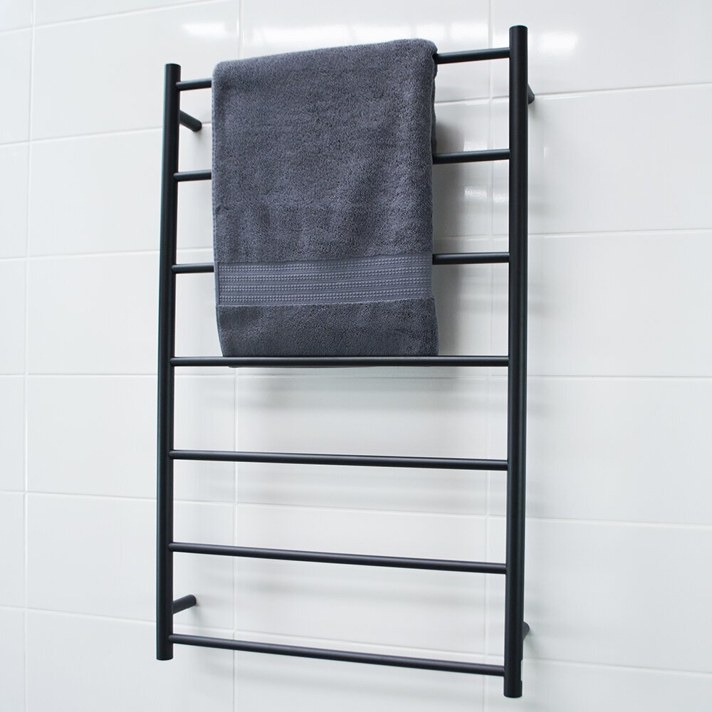 RADIANT HEATING 7-BARS ROUND NON-HEATED TOWEL RAIL MATTE BLACK 700MM