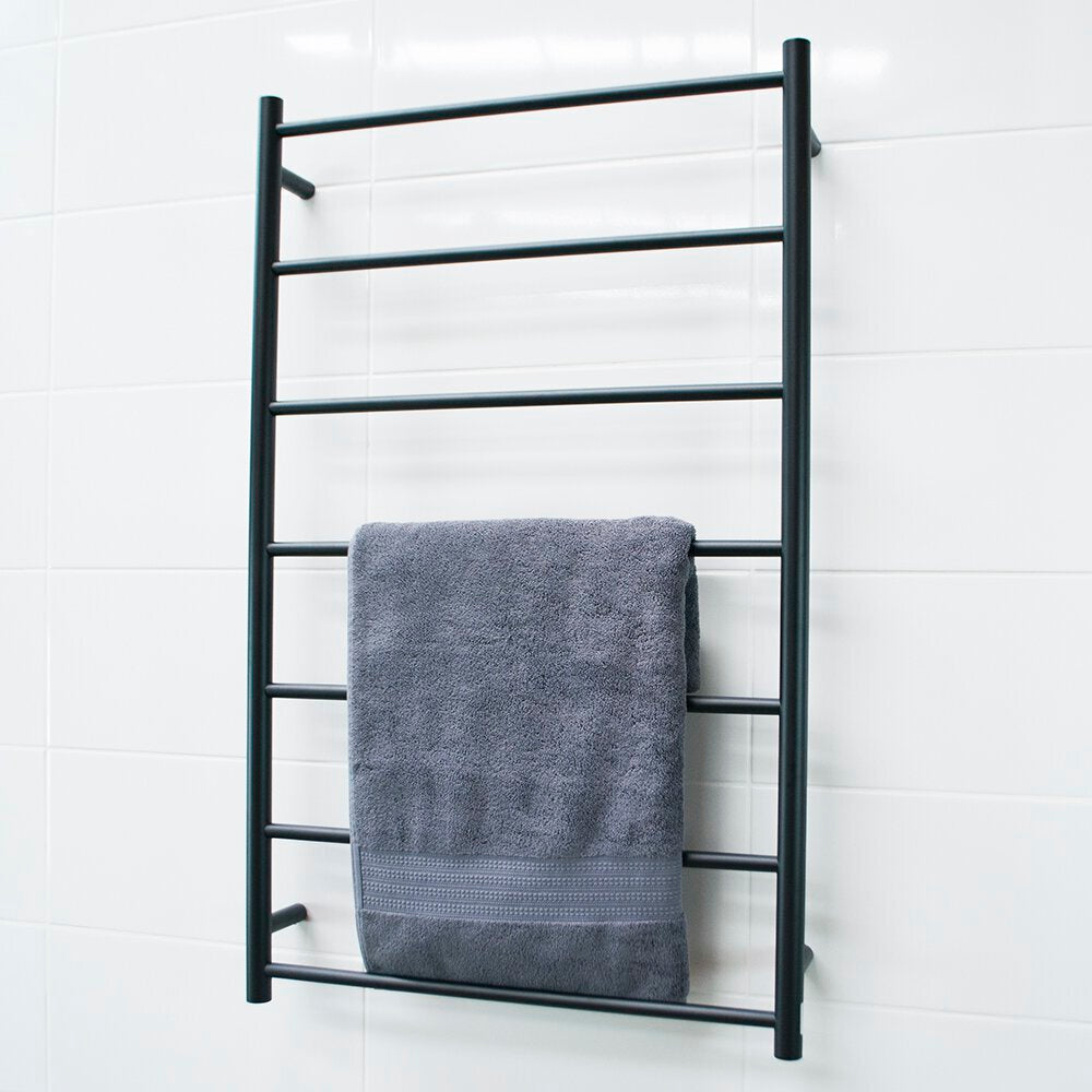 RADIANT HEATING 7-BARS ROUND NON-HEATED TOWEL RAIL MATTE BLACK 700MM