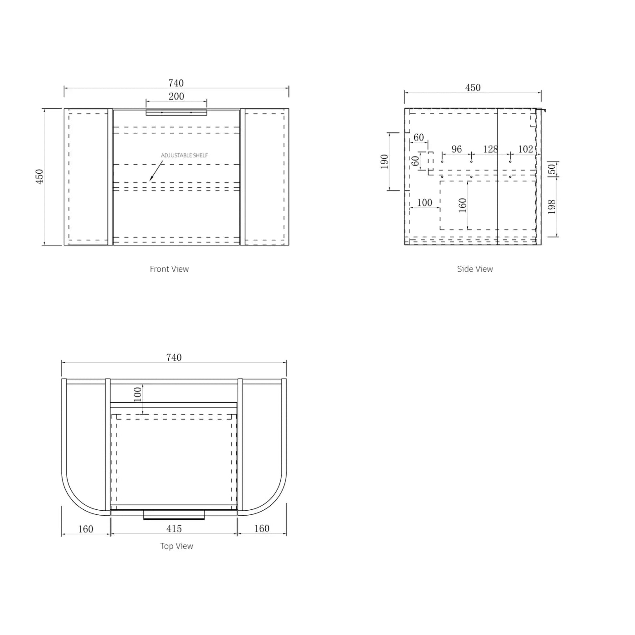 OTTI BONDI NATURAL OAK 750MM CURVE SINGLE BOWL WALL HUNG VANITY
