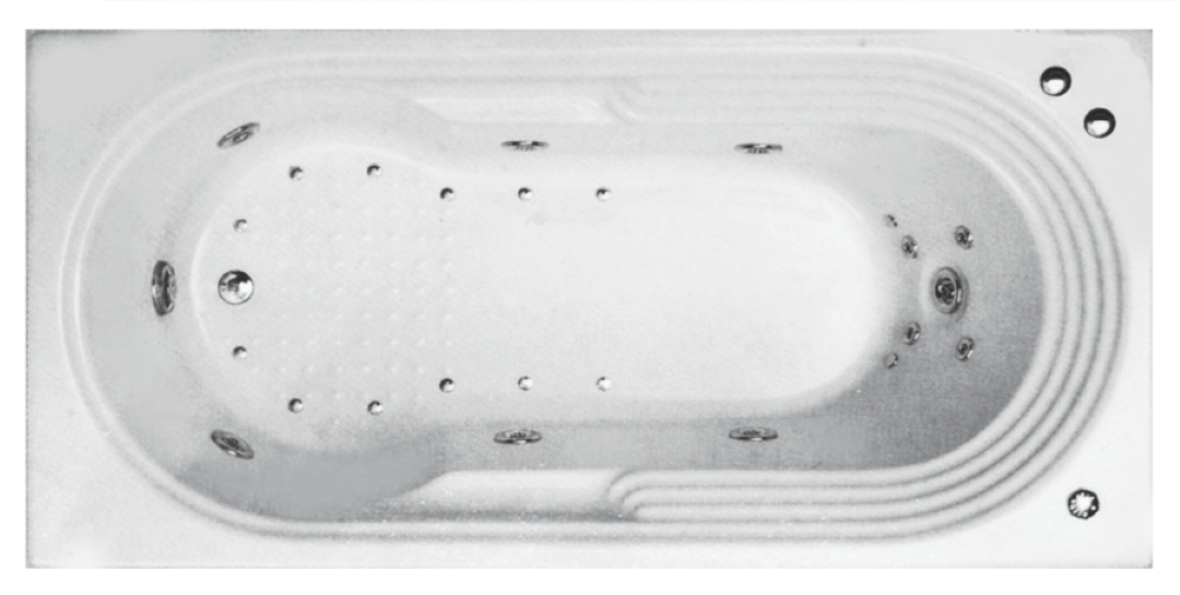 BROADWAY DISTINCTO SPA BATHTUB GLOSS WHITE 1780MM WITH 11-JETS