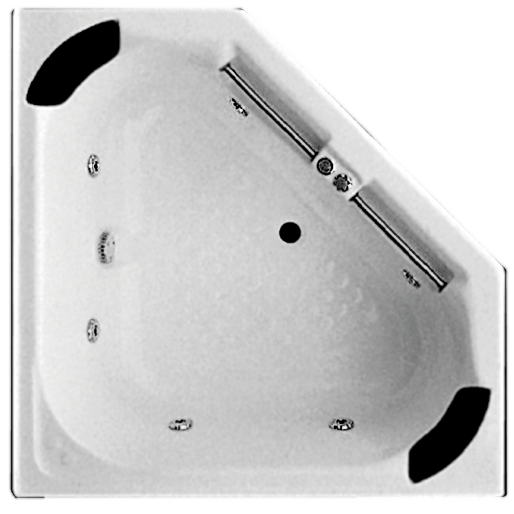 BROADWAY VILLENA CORNER SPA BATH WHITE 1350MM WITH JET CONFIGURATIONS