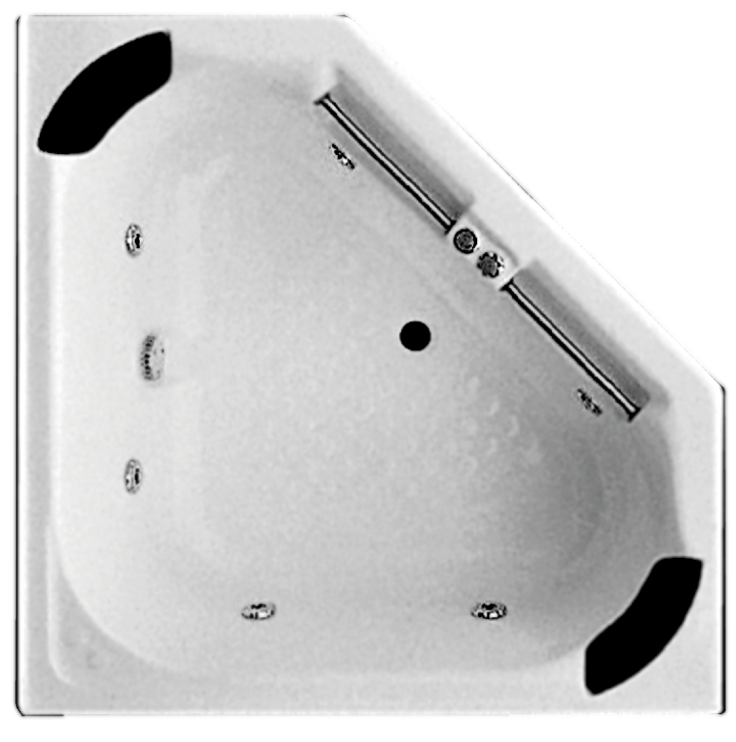 BROADWAY VILLENA CORNER SPA BATH WHITE 1350MM WITH JET CONFIGURATIONS