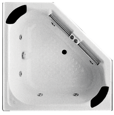 BROADWAY VILLENA CORNER SPA BATH WHITE 1350MM WITH JET CONFIGURATIONS