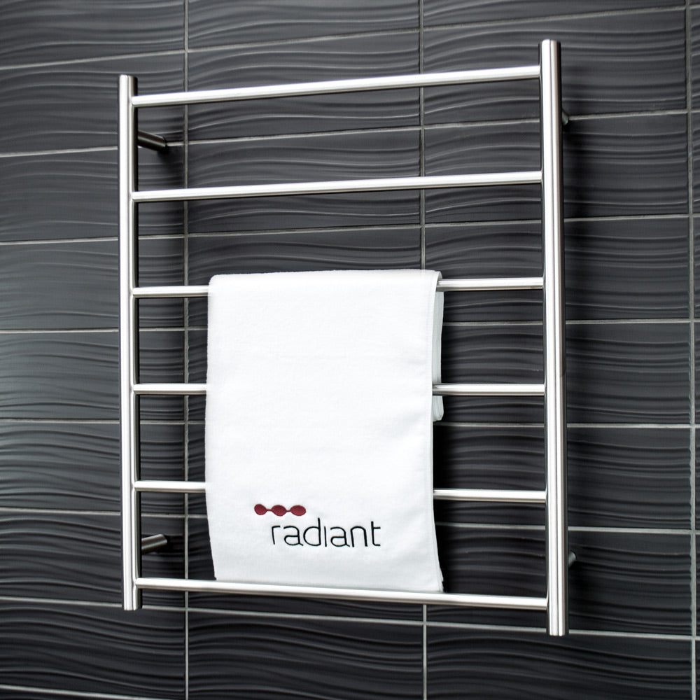 RADIANT HEATING 6-BARS ROUND NON-HEATED TOWEL RAIL BRUSHED SATIN 700MM