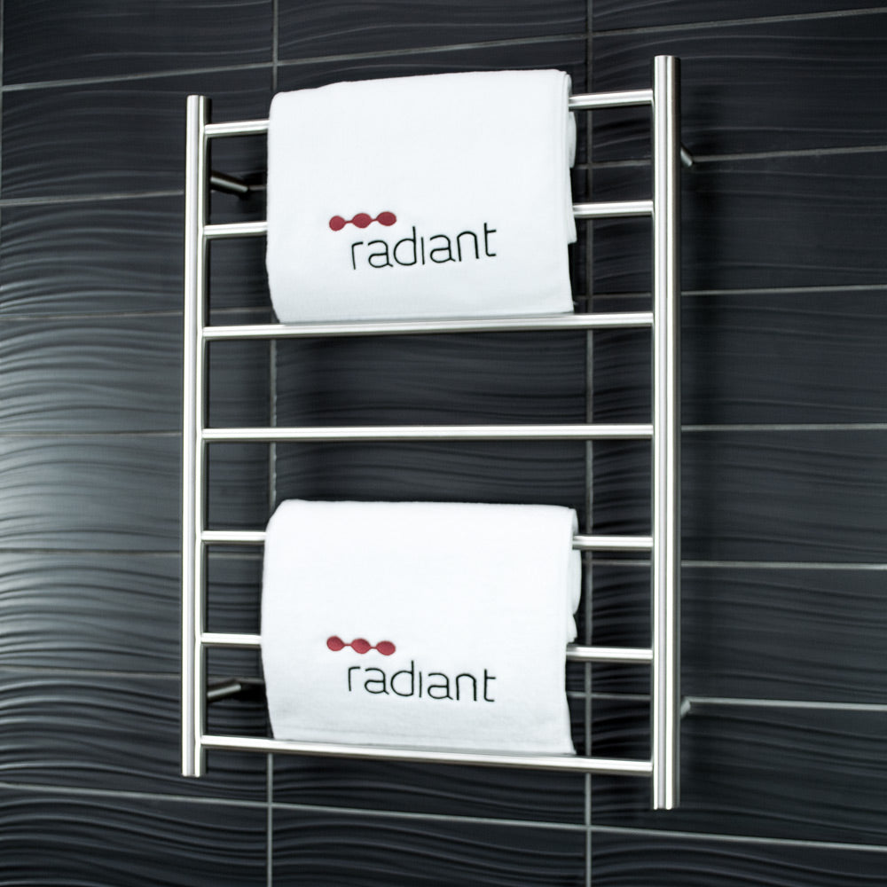 RADIANT HEATING 7-BARS ROUND HEATED TOWEL RAIL BRUSHED SATIN 600MM