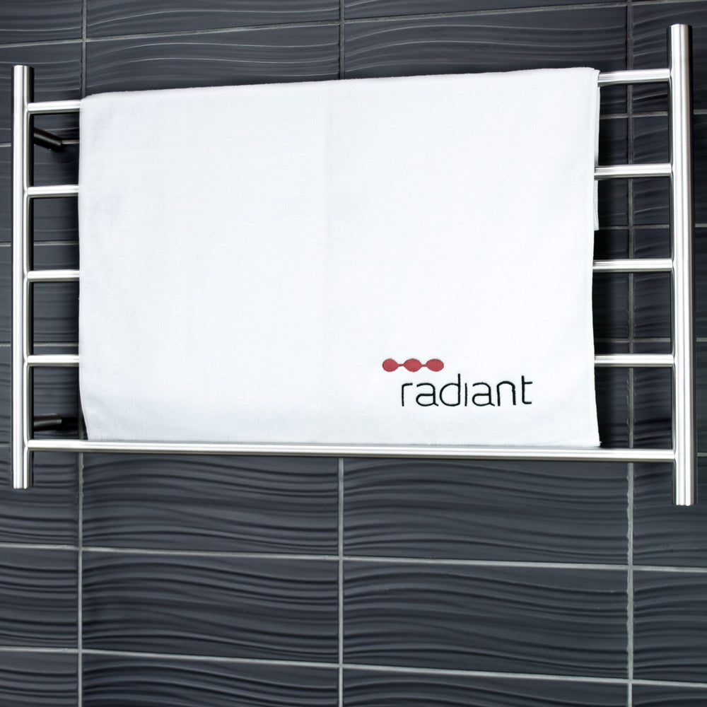 RADIANT HEATING 5-BARS ROUND HEATED TOWEL RAIL BRUSHED SATIN 80WATTS 950MM