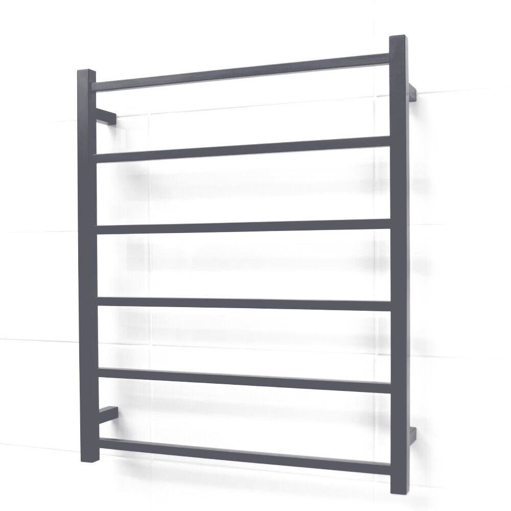 RADIANT HEATING 6-BARS SQUARE NON-HEATED TOWEL RAIL MATTE BLACK 700MM