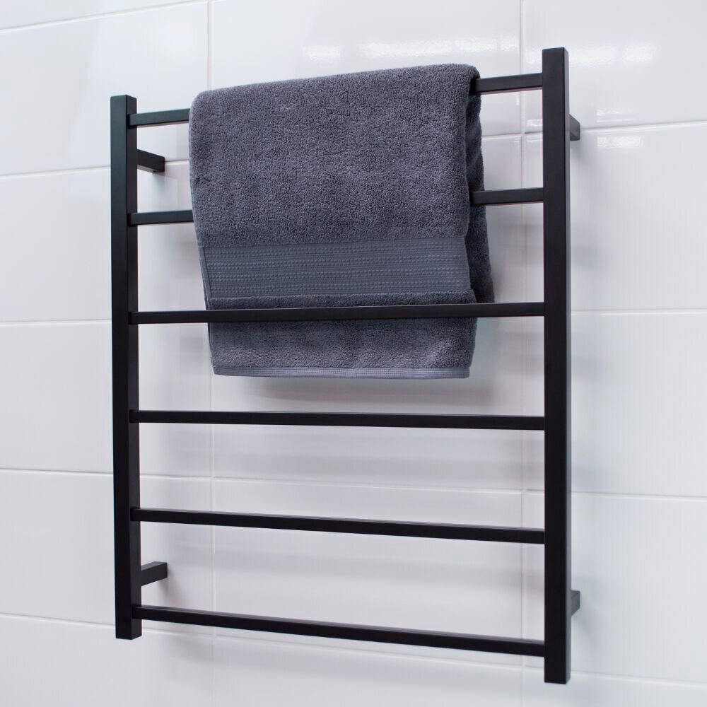 RADIANT HEATING 6-BARS SQUARE NON-HEATED TOWEL RAIL MATTE BLACK 700MM