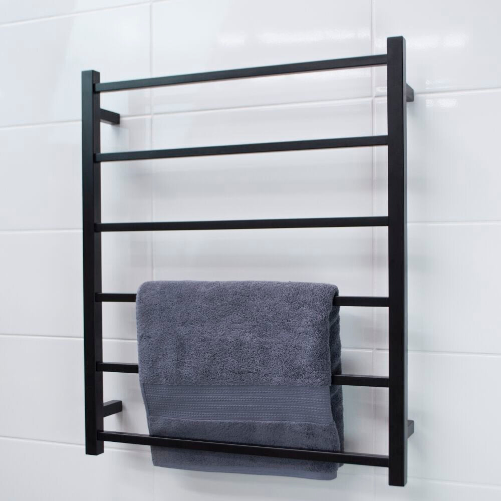 RADIANT HEATING 6-BARS SQUARE NON-HEATED TOWEL RAIL MATTE BLACK 700MM