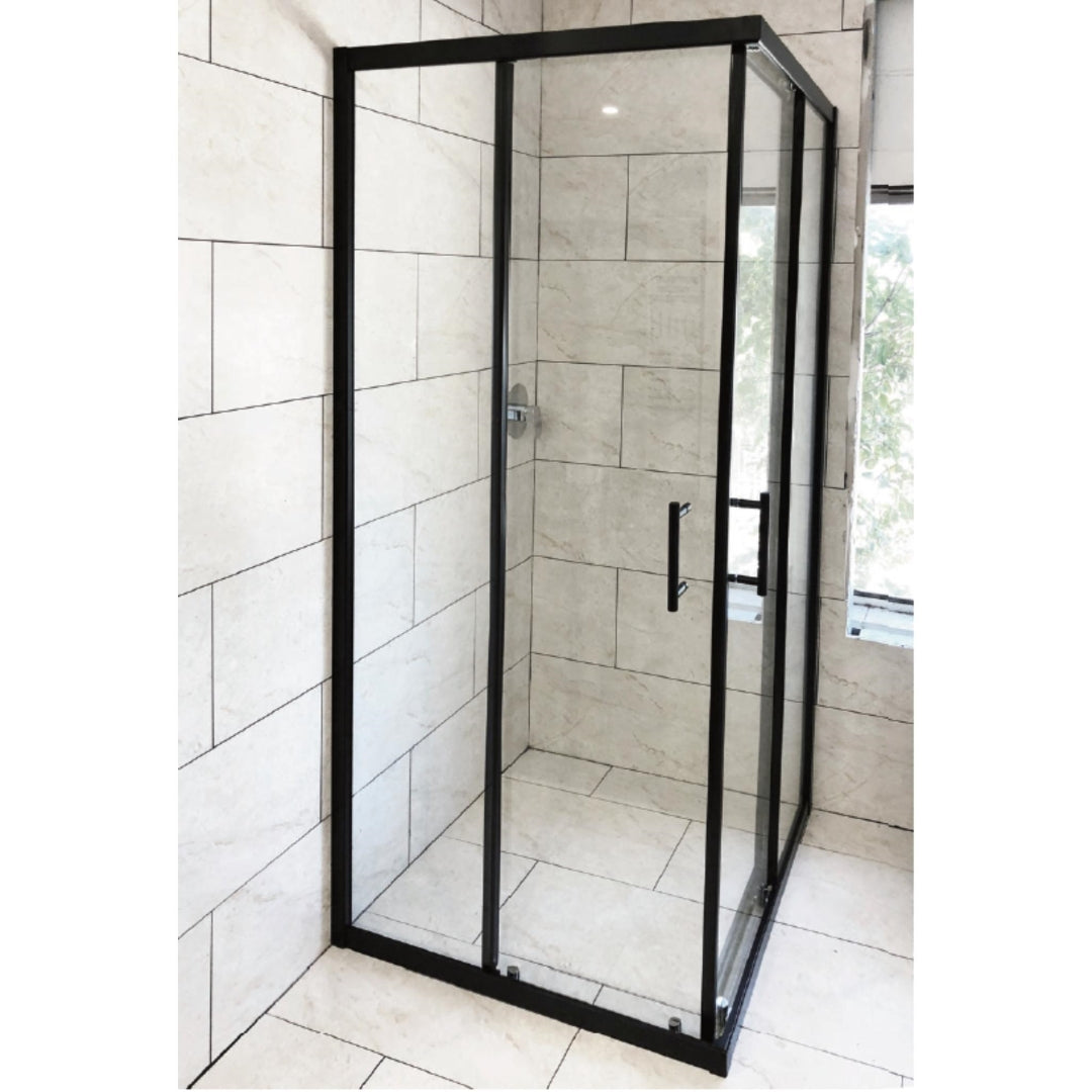 BTH SLIDING DOOR SQUARE CORNER SHOWER SCREEN BLACK
