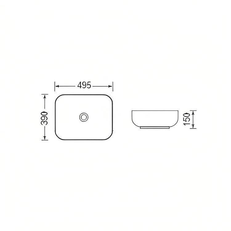 BTH SQUARE BLACK CERAMIC ARTISTIC ABOVE COUNTER BASIN 495MM