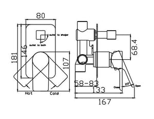 TAPART BATEAU WALL MIXER WITH DIVERTER CHROME