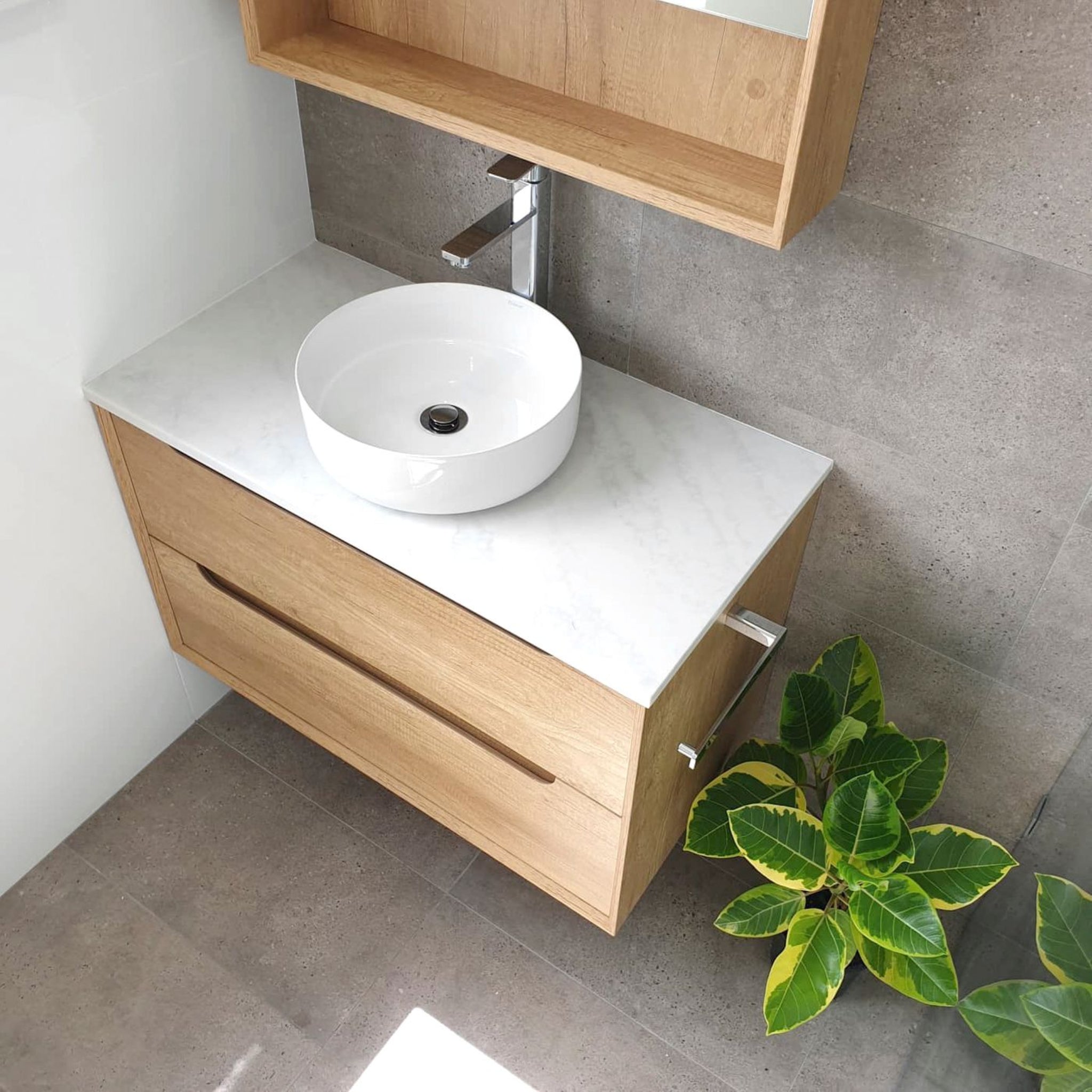 OTTI BYRON NATURAL OAK 750MM SINGLE BOWL WALL HUNG VANITY