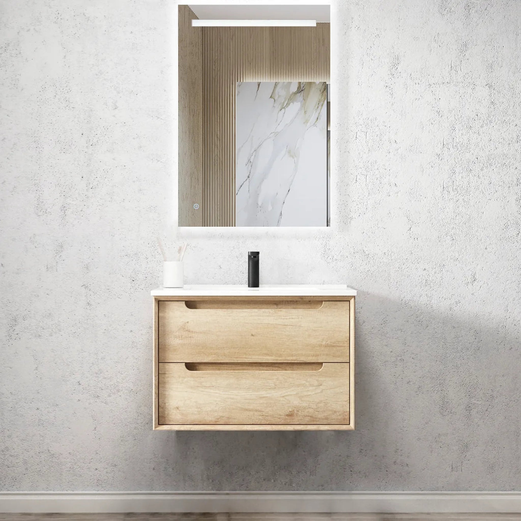 OTTI BYRON NATURAL OAK 750MM SINGLE BOWL WALL HUNG VANITY