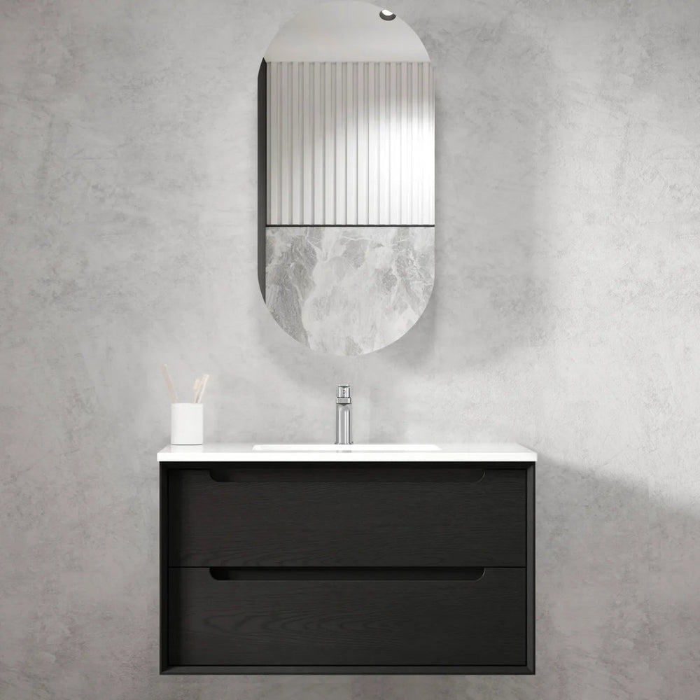 OTTI BYRON BLACK OAK 900MM SINGLE BOWL WALL HUNG VANITY