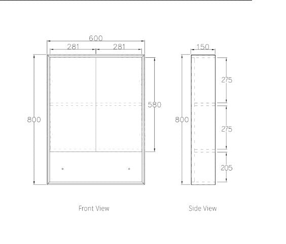 OTTI BYRON NATURAL OAK MIRROR SHAVING CABINET 600X800MM