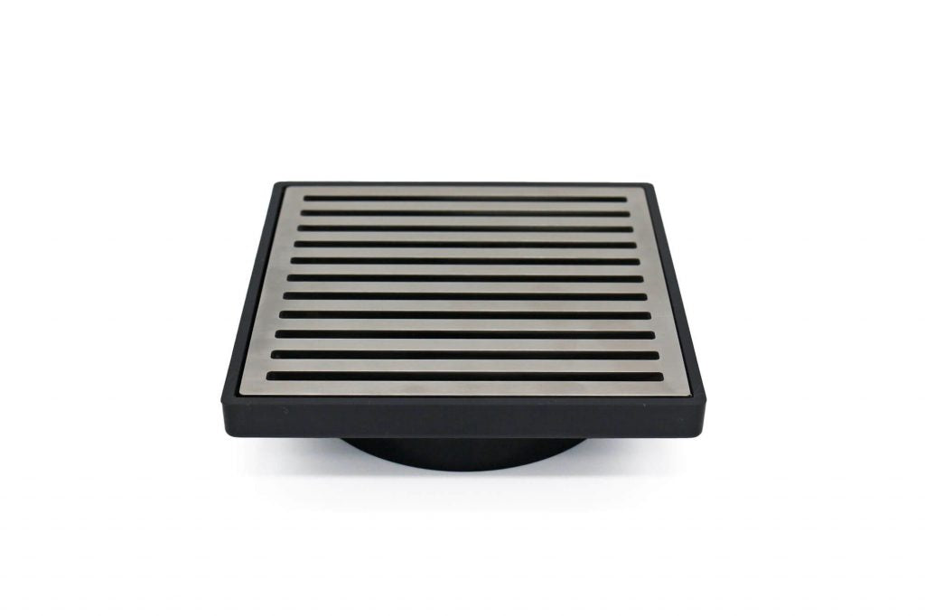 GRATES2GO SLIMLINE UPVC POINT DRAIN WITH CONTEMPO GRATE BLACK 117MM