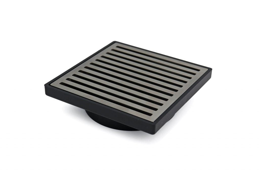GRATES2GO SLIMLINE UPVC POINT DRAIN WITH CONTEMPO GRATE BLACK 117MM