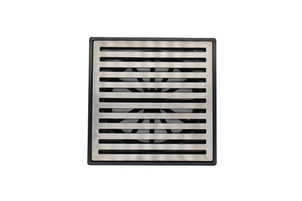 GRATES2GO SLIMLINE UPVC POINT DRAIN WITH CONTEMPO GRATE BLACK 117MM