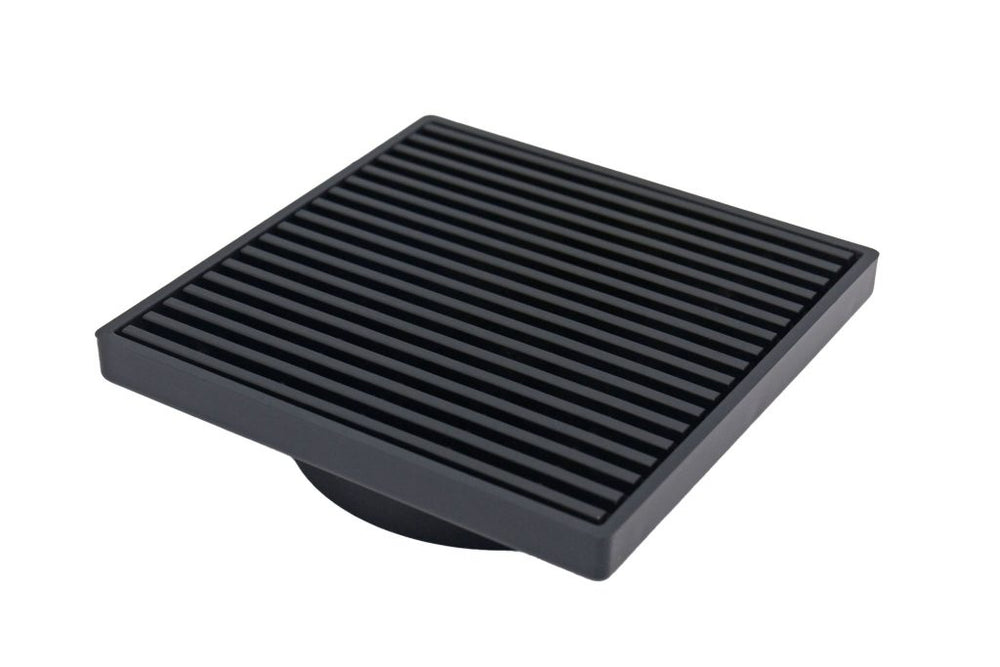 GRATES2GO SLIMLINE UPVC BLACK POINT DRAIN WITH WEDGE WIRE GRATE MATTE BLACK 100MM
