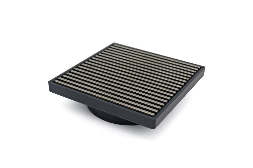 GRATES2GO SLIMLINE UPVC POINT DRAIN WITH WEDGE WIRE GRATE BLACK 117MM