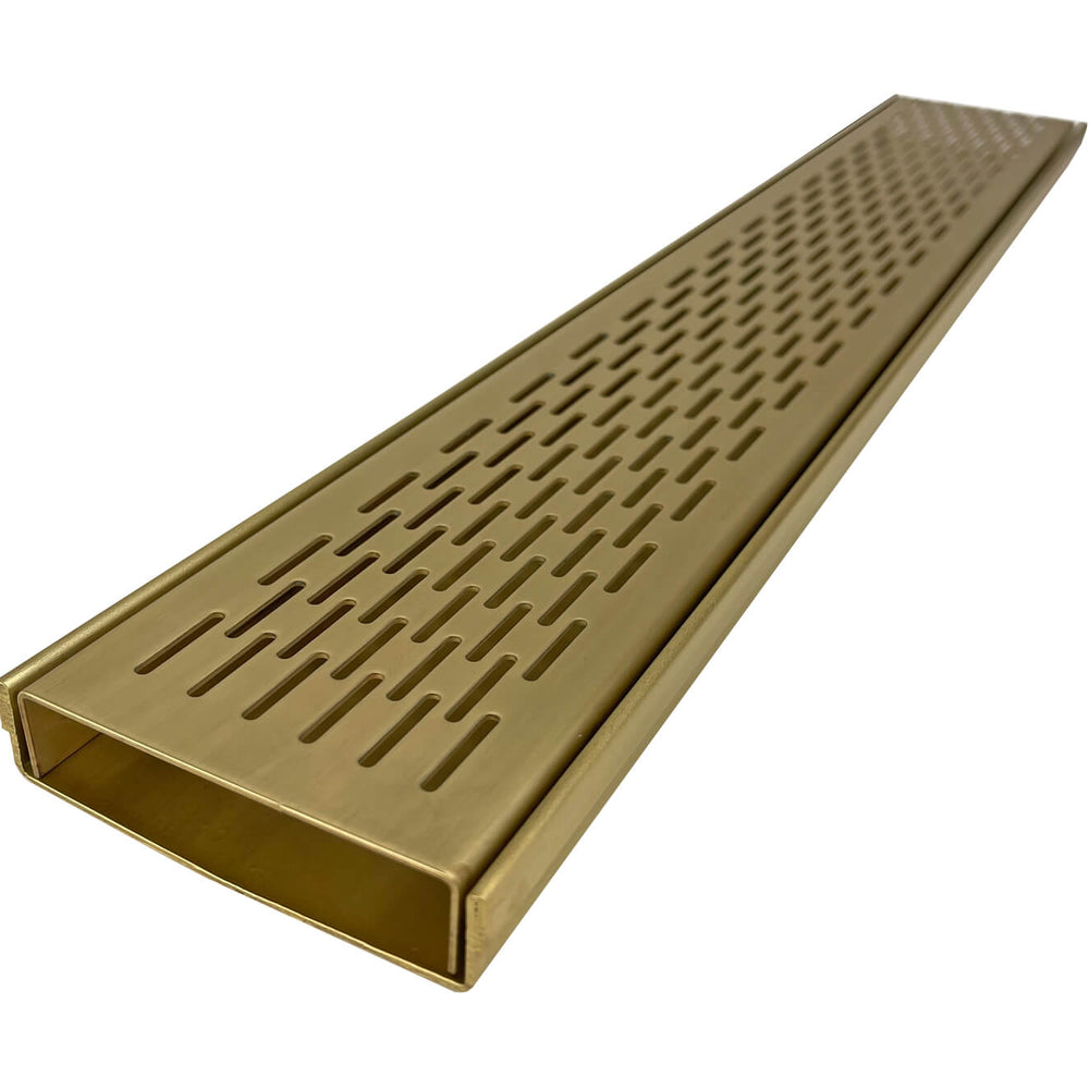GRATES2GO NATURAL BRASS BRICK PATTERN DRAIN 1000MM LENGTH (CUSTOM AVAILABLE)