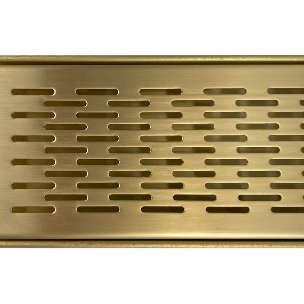 GRATES2GO NATURAL BRASS BRICK PATTERN DRAIN 1000MM LENGTH (CUSTOM AVAILABLE)