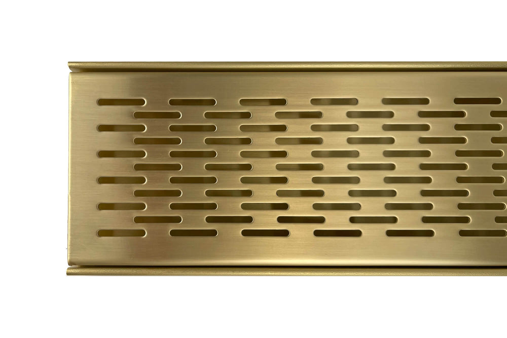 GRATES2GO NATURAL BRASS BRICK PATTERN DRAIN 100MM X 1000MM (CUSTOM SIZES AVAILABLE)